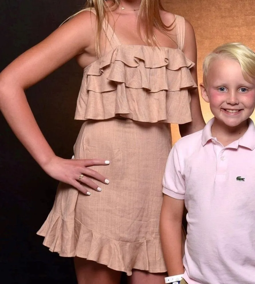 ruffle light pink/tan mini dress XS - Image 2