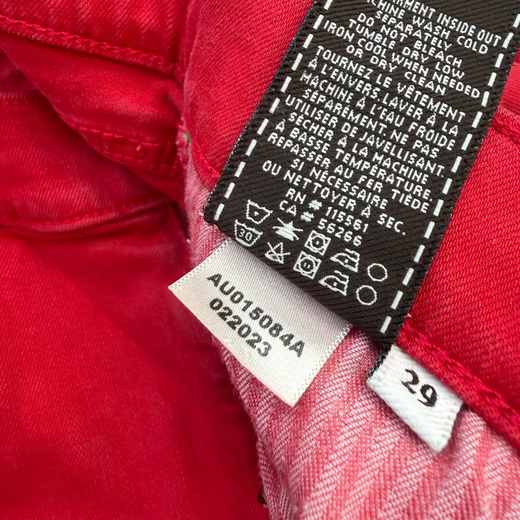 Seven 7 For All Mankind Stretch Red Denim Jeans Low Rise Skinny Womens Size 29 - Image 8