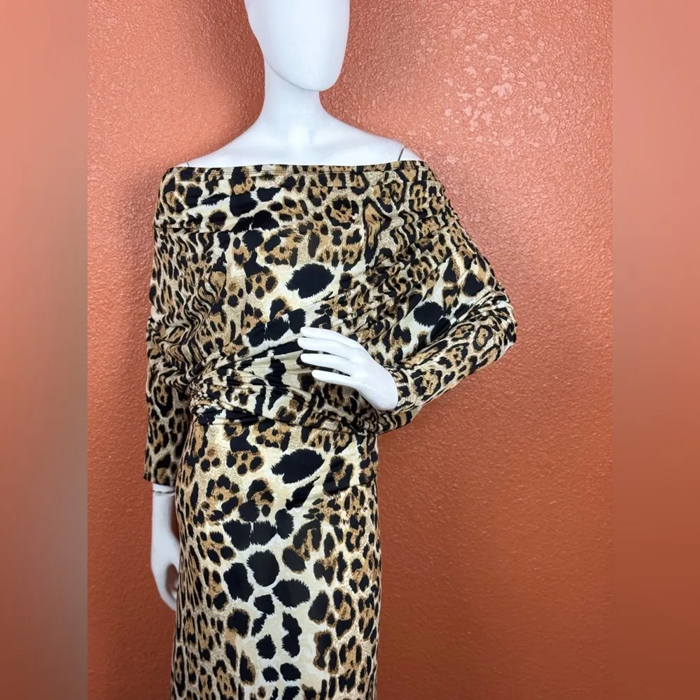 Va Va Voom leopard animal print LONG maxi dress Size Medium Large. E92 Black - Image 6