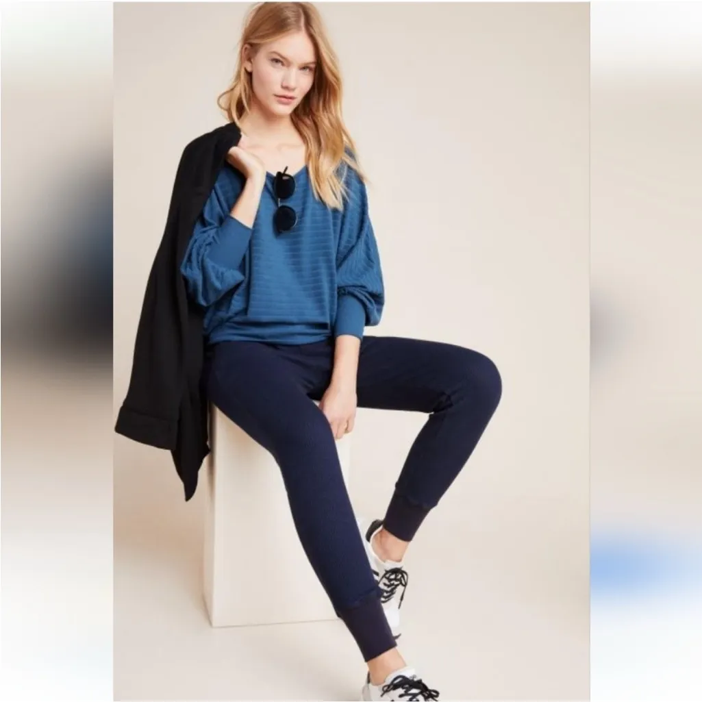 ANTHROPOLOGIE SATURDAY SUNDAY Teal Shawna Hacci Pullover Top Size S Blue - Image 2