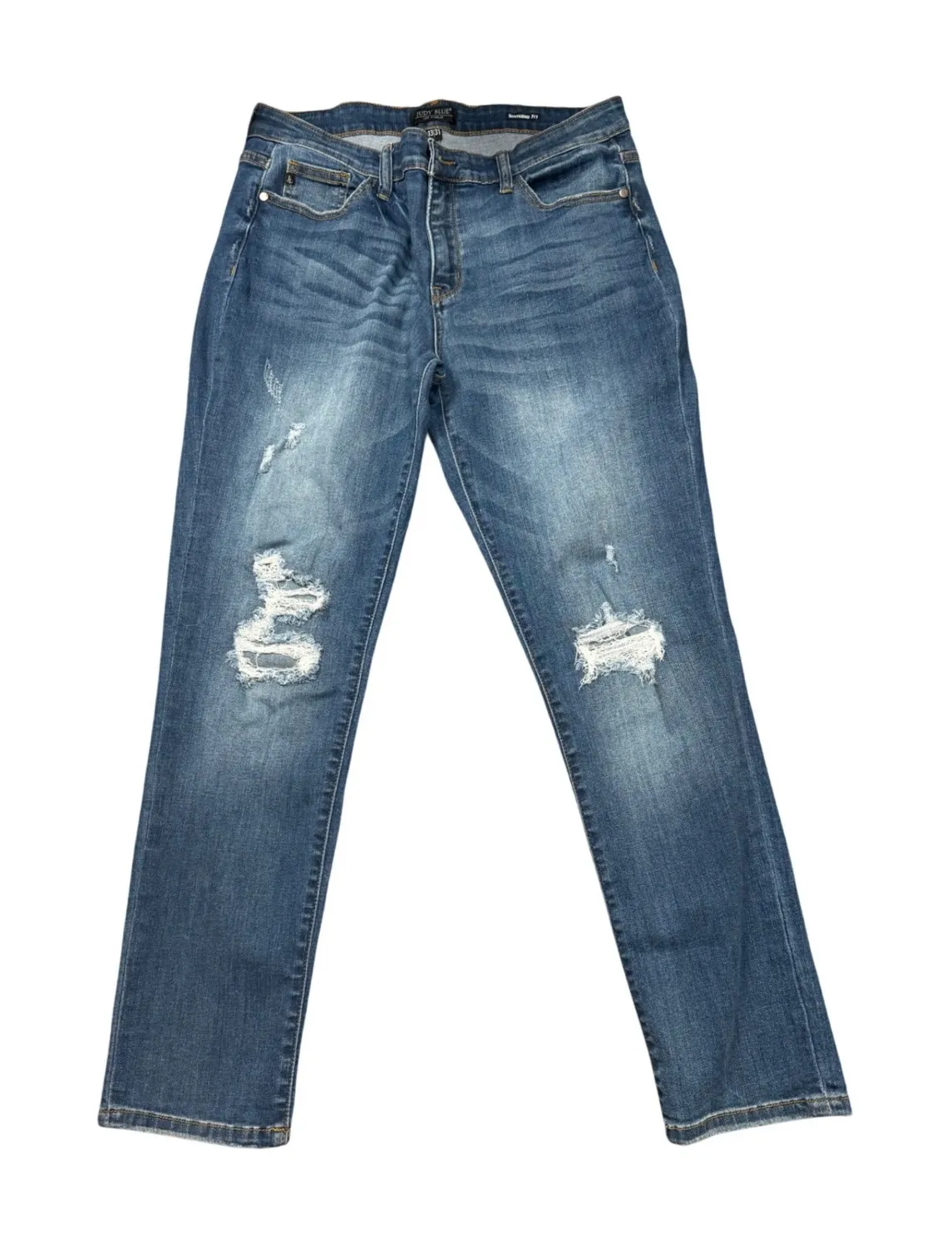 Judy Blue Women's Distressed Boyfriend Fit Jeans Blue Size 13 31 - Image 1