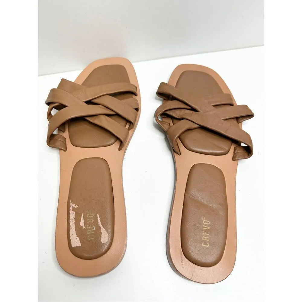 Crevo Sandals Womens Size 12 Brown Leather Slip‎ On Slides - Image 4