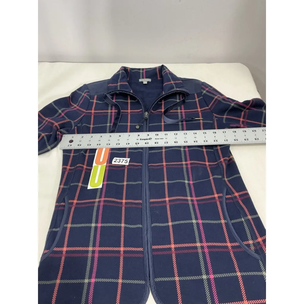 Womans T By Talbots Blue Plaid Small Stretch Zip Up Ligh Weight Jacket - Image 5
