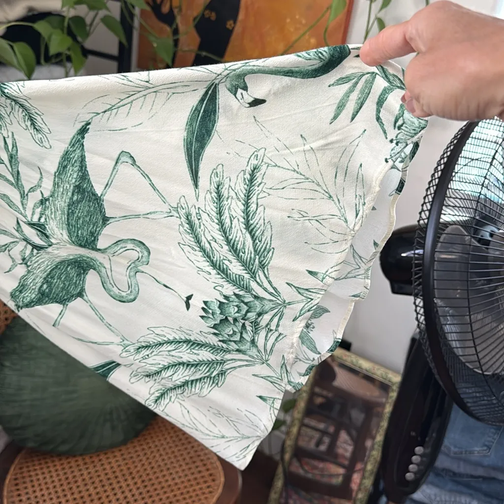 NWT Urban Outfitters Kimchi Blue Off White & Green Birds Of Paradise Mini Dress - Image 3