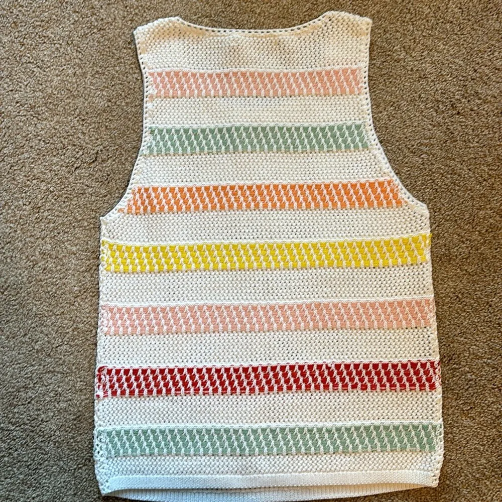 Alice and Olivia Womens Striped Crochet Knit Scoop Neck Tank Top - Image 4