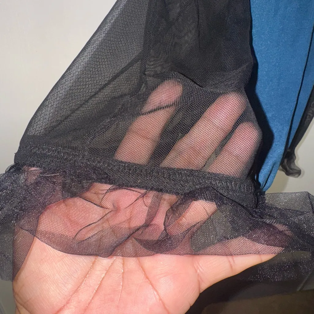 Elegant Black and Blue Lace Chemise Size 1X - Image 4