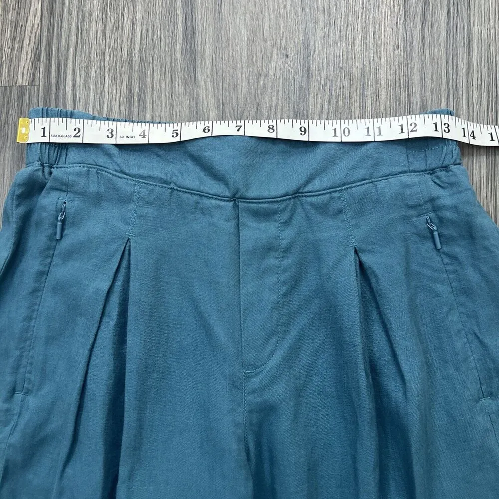 Athleta Playa Linen Wide Leg Crop Pants Women's Size 4 • Borealis Green Teal - Image 2