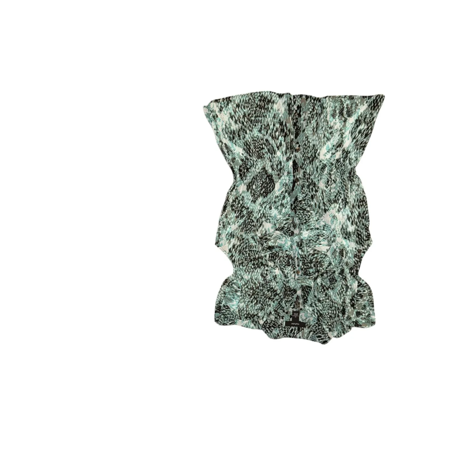 Alfani Sleeveless Ruffle Blouse, Button Up Top Snakeskin Animal Print Womens 10 - Image 15