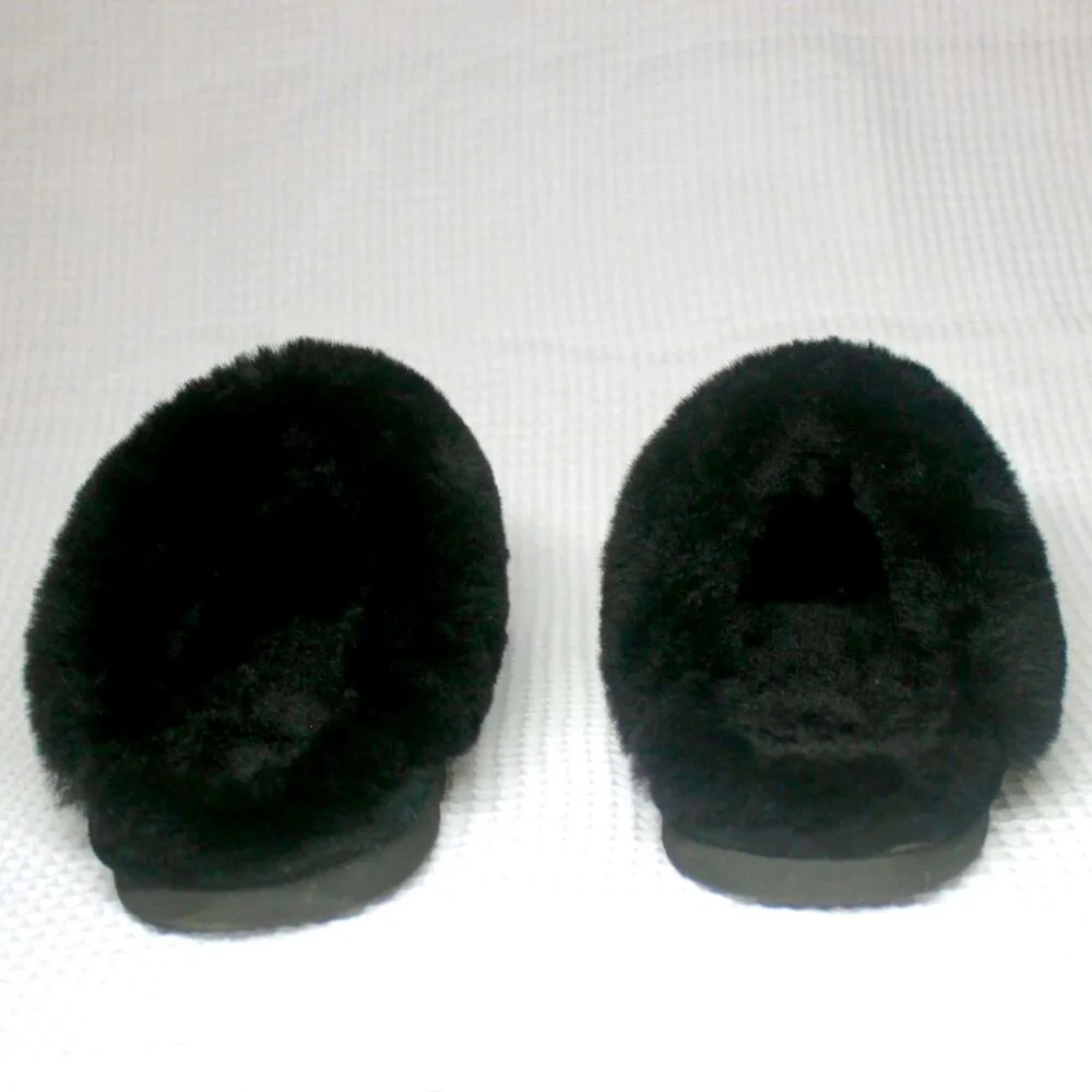 BearPaw Black Loki II Real Sheepskin Cow Suede Wool Indoor / Outdoor Slipper 6 - Image 6