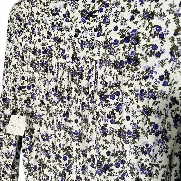 NWT Free People Kaya Floral Cutout Long Sleeve Bodysuit Cream & Purple Size XS - Image 10