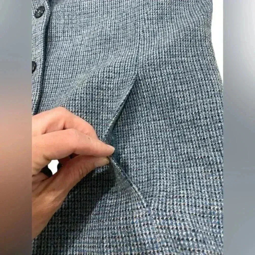 LL Bean Womens Sz 6P Tweed Wool Button Front Classic Blazer Pockets Notch Collar - Image 8
