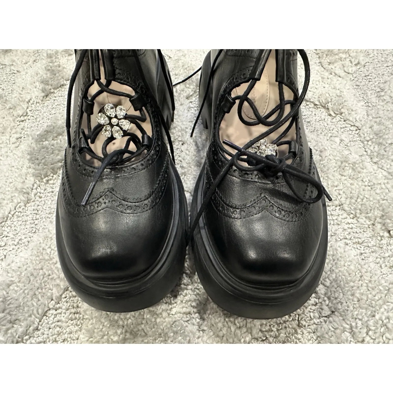Simone Rocha Platform Ghillie Derby Size 37 NWOB Black - Image 3