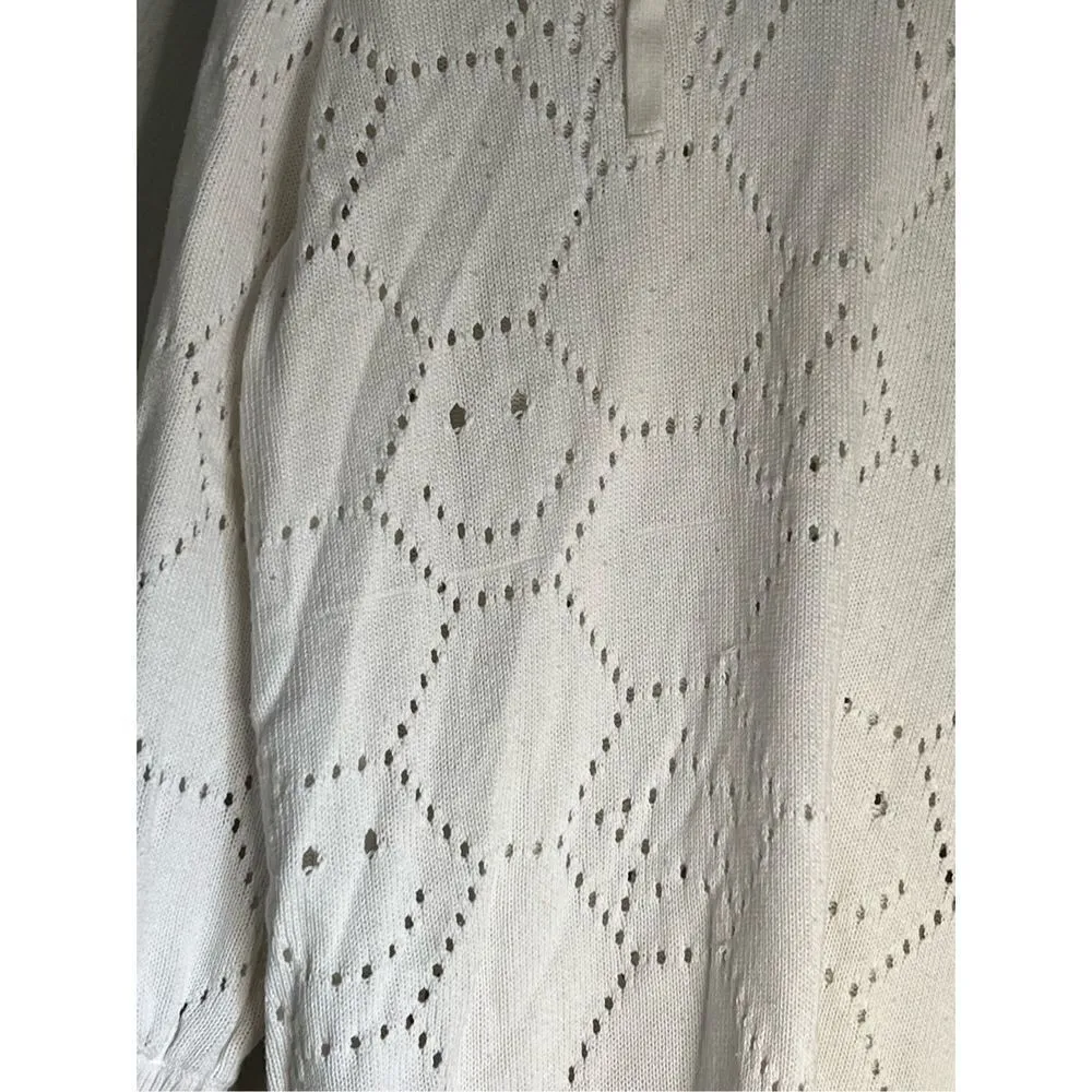 Torrid Sweater 2X 18/20 Ivory Cream Pointelle Smiley Face Drop Shoulder Hood - Image 3