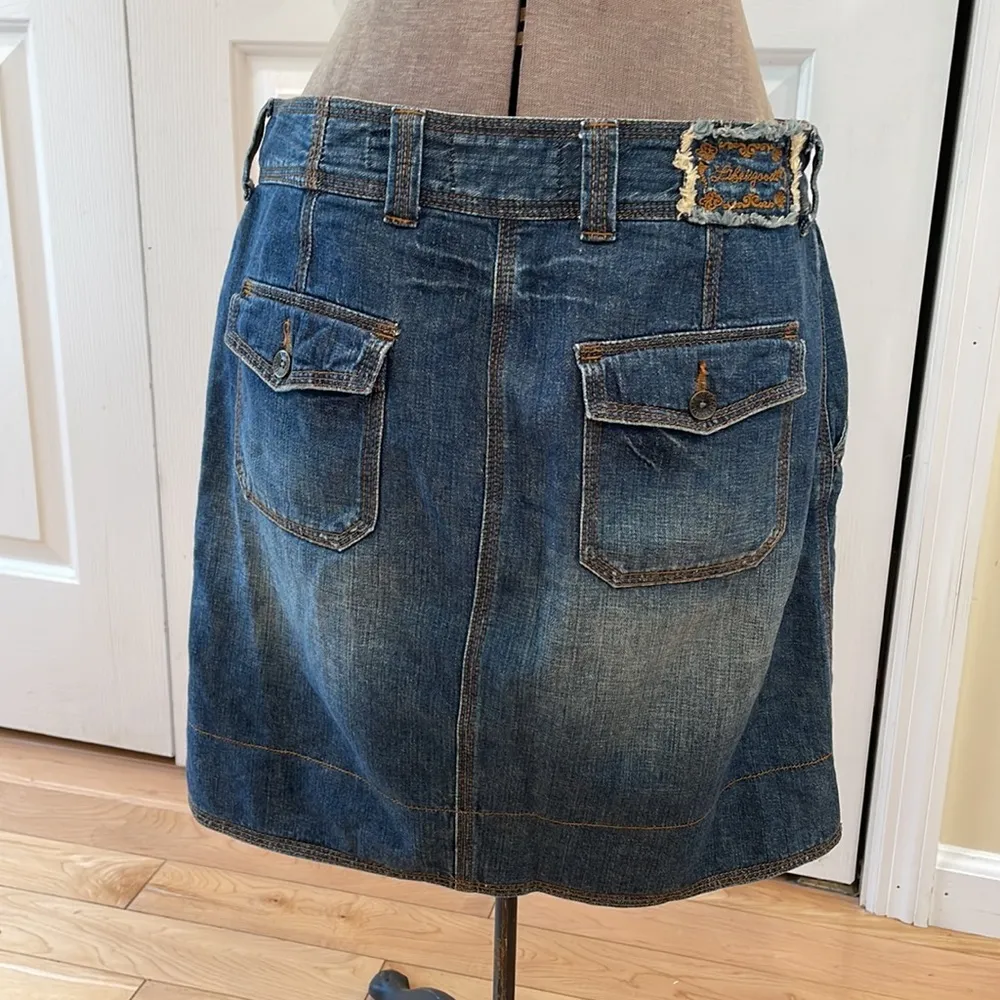 Life is Good slightly distressed medium wash denim skirt - Image 2