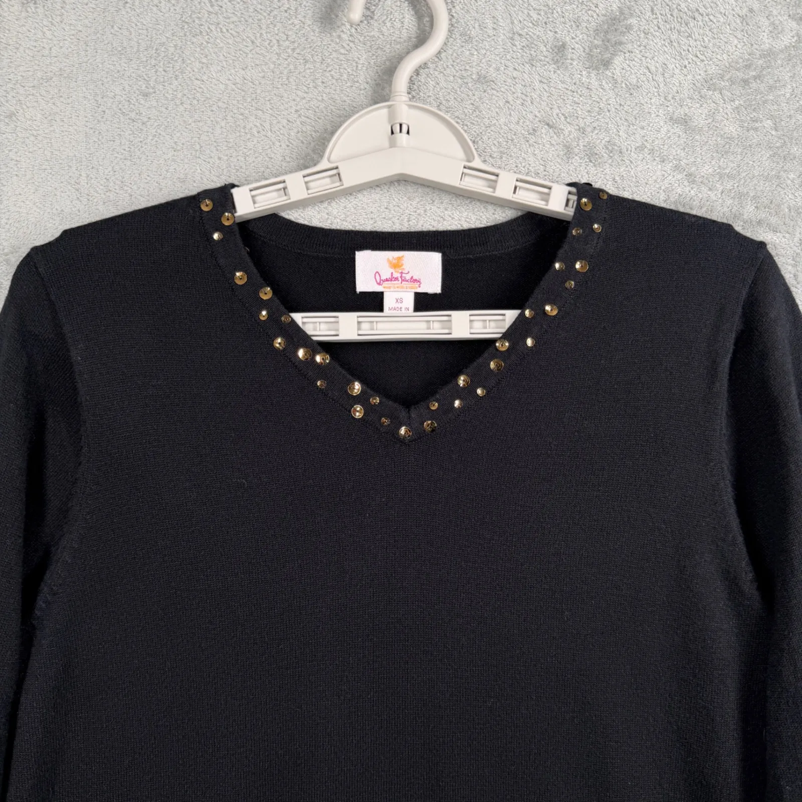 Quacker Factory Christmas Sweater XS Sequin Tree Black Holiday Party Sparkle - Image 4