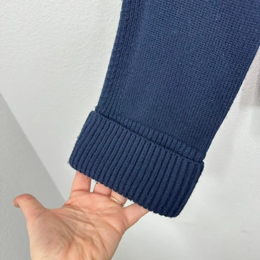 Magaschoni Preppy Collared V Neck Sweater Women's Size S Navy Blue Knit Chic - Image 6