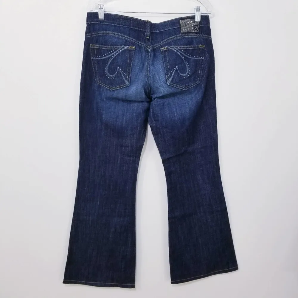 AG Adriano Goldschmied Jeans Rhinestones The New Legend Flare Leg Blue Denim - Image 2
