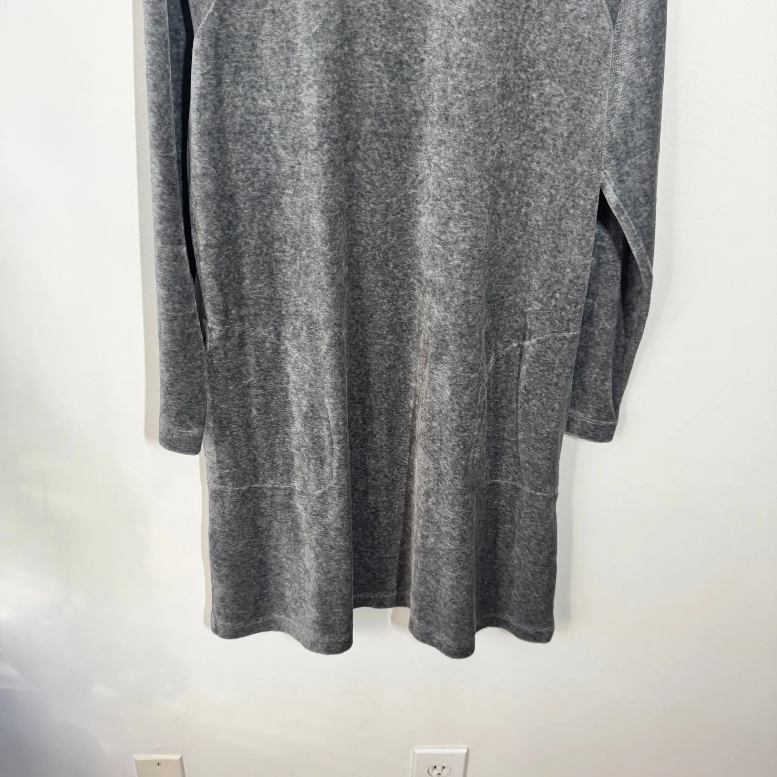 J.Jill Pure Jill Dress Women M Gray Velour Pima Cotton Blend Raglan Long Sleeve - Image 5