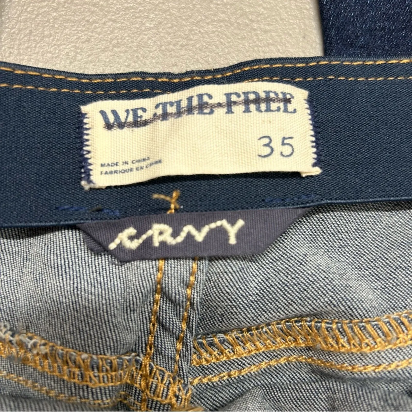 We The Free People Curvy Last Dance Low Rise Flare Pull On Jean Dark Blue 35 NWT - Image 8