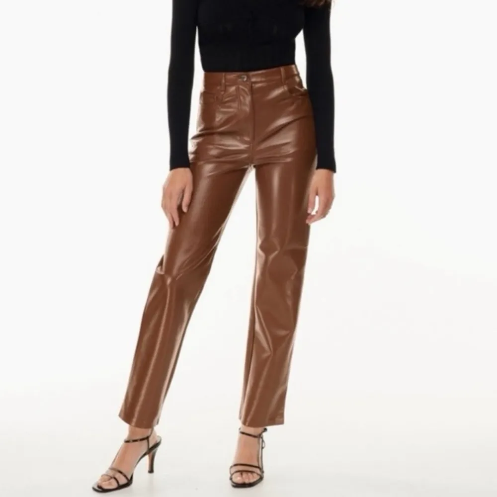 Wilfred Melina Brown Faux Leather Straight Leg Pants Size 6 - Image 2