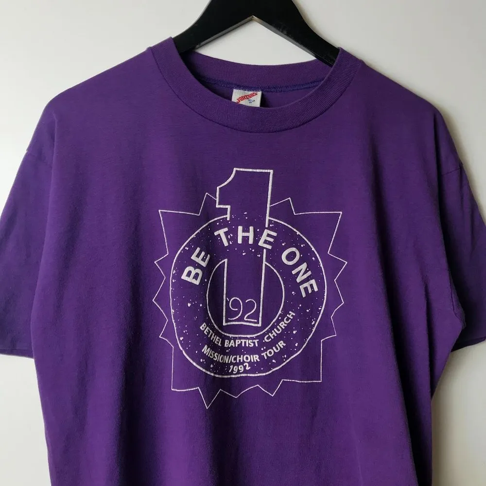 1992 Vintage 90s Be The One Bethel Baptist Church T Shirt Purple XL Extra Large - Image 12