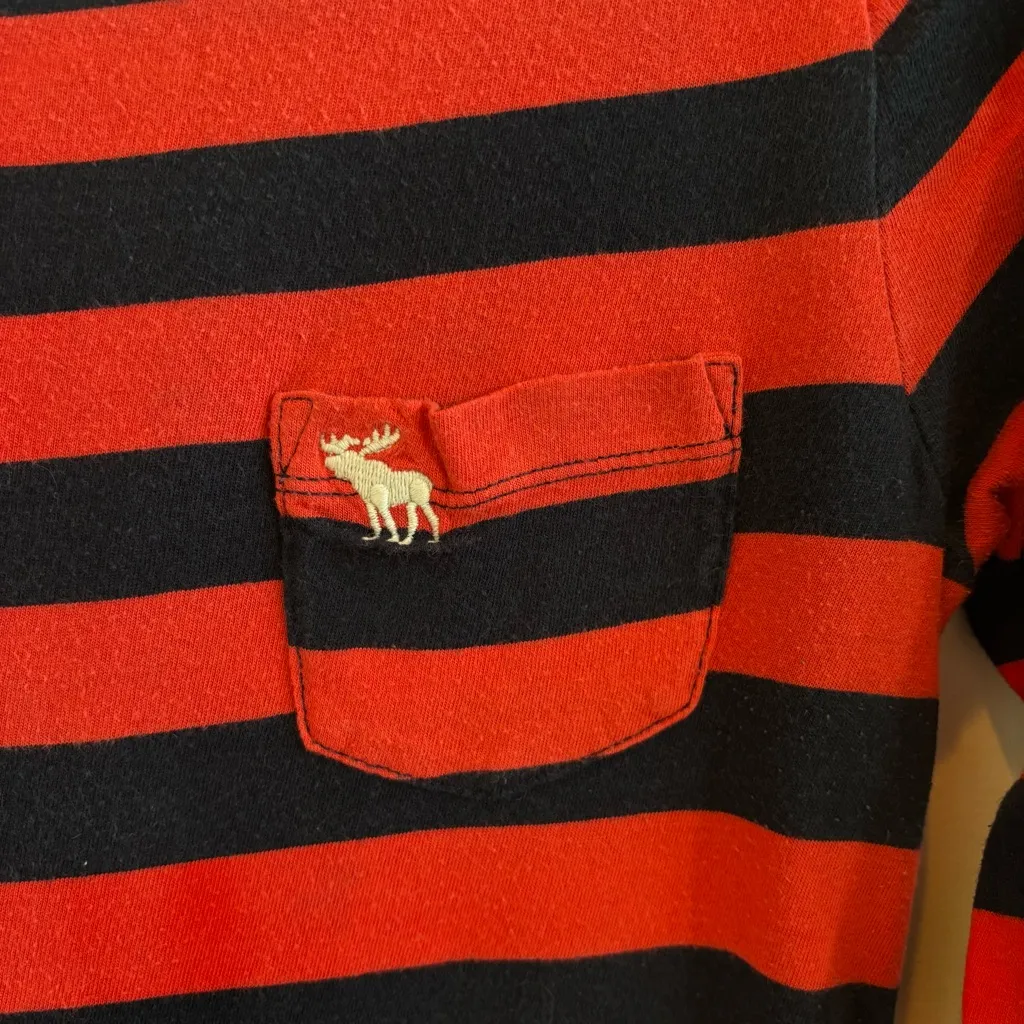 Abercrombie & Fitch Y2K Vintage Women's Striped 3/4 Sleeve Scoop Neck Back XS - Image 4