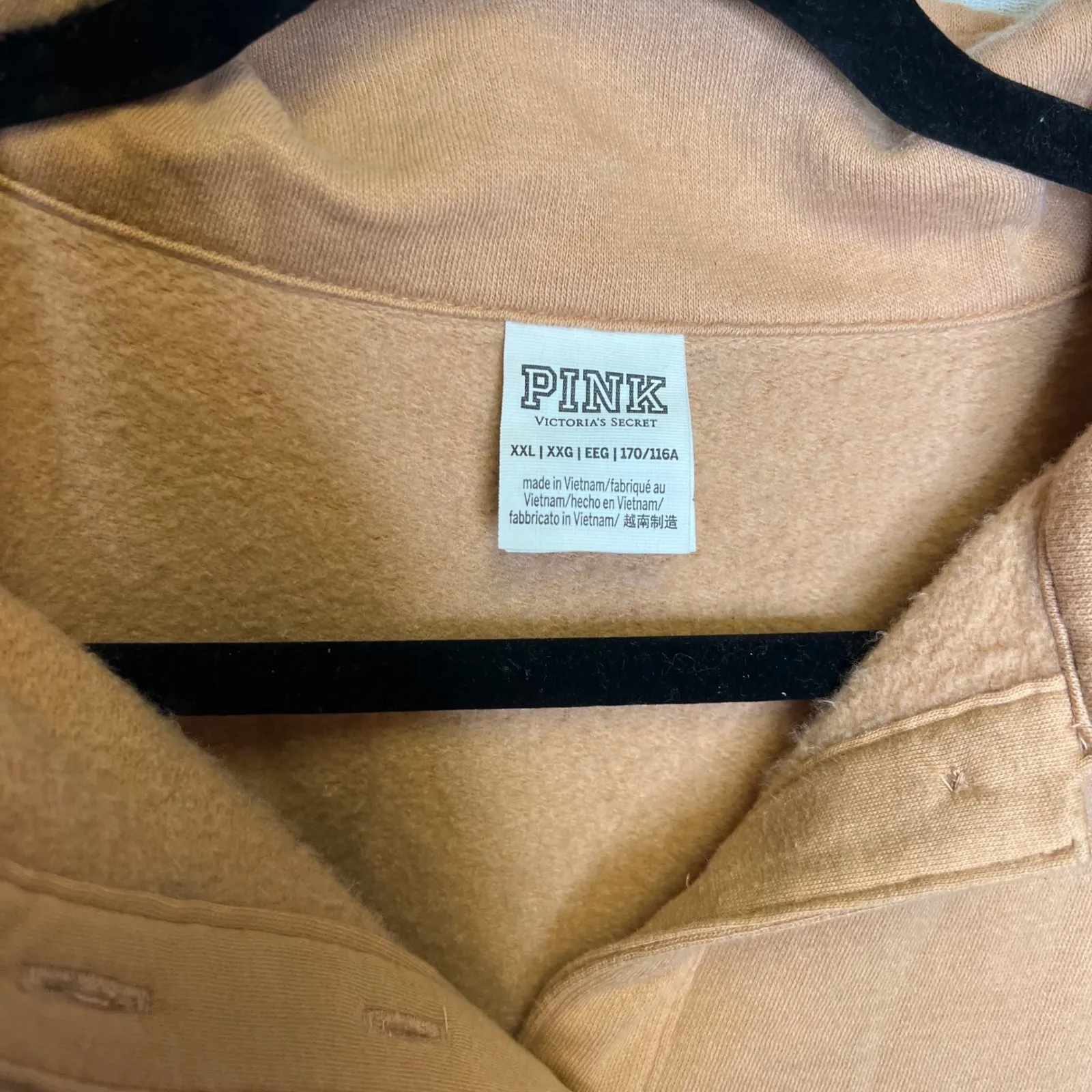 Victoria's Secret PINK Collared Snap Neck Sweatshirt Pullover Oversized Tan XXL Size undefined - Image 3