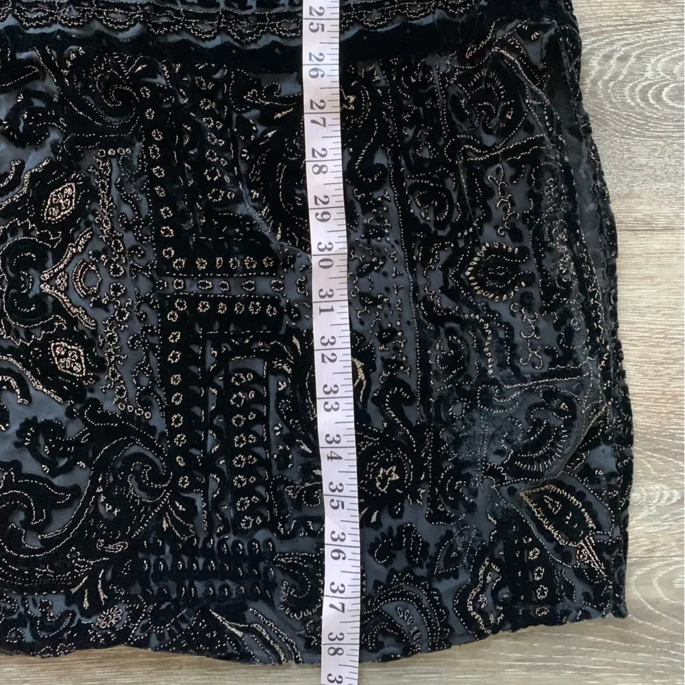 Vintage Carole Little Elegant Black Silk Blend Embroidered Skirt L Size L - Image 7