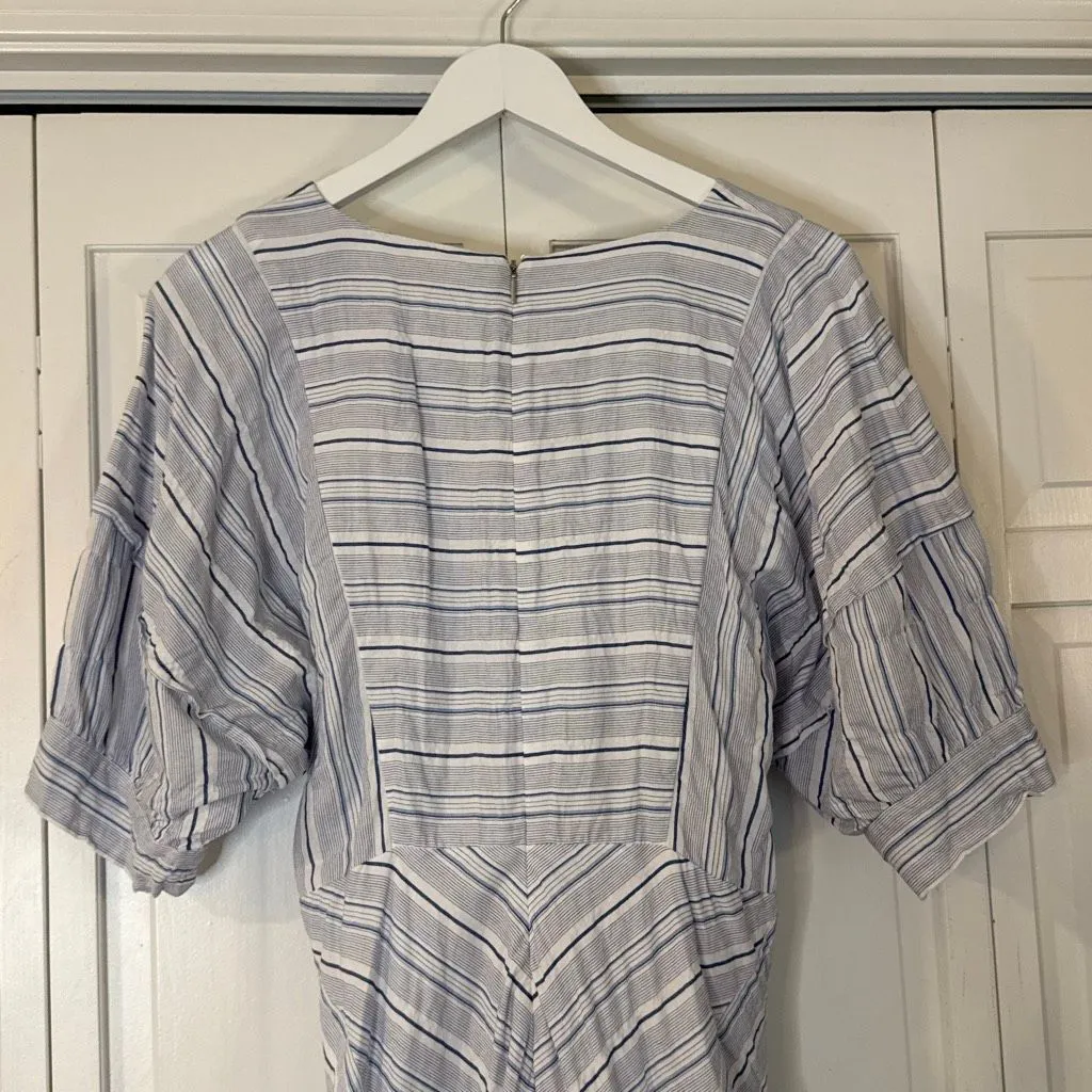 Rebecca Taylor blue striped directional stripe midi dress size 4 - Image 10
