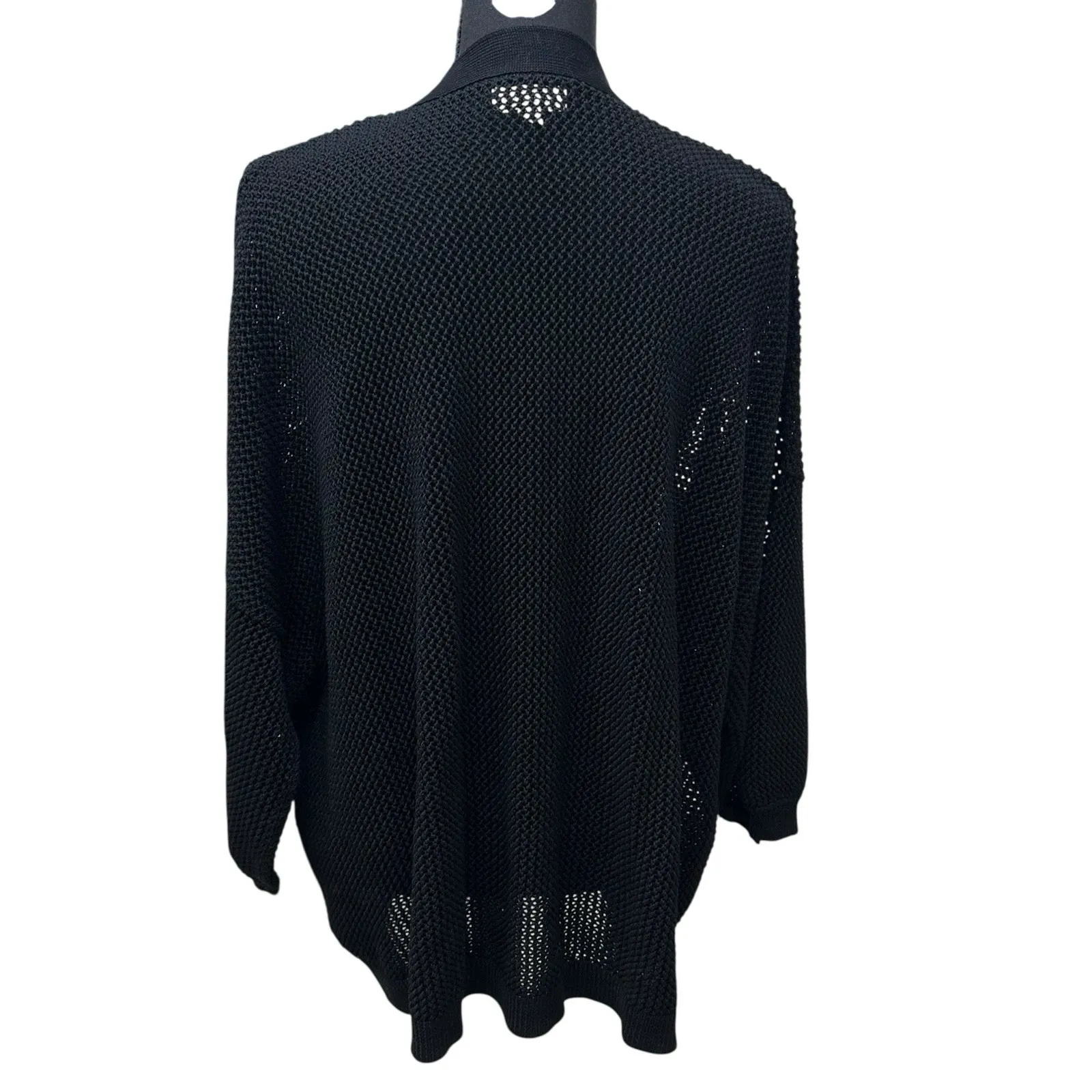 Nordstrom Cardigan Womens Plus Size 3XL Beach Open Front Open Knit Sweater Black - Image 3