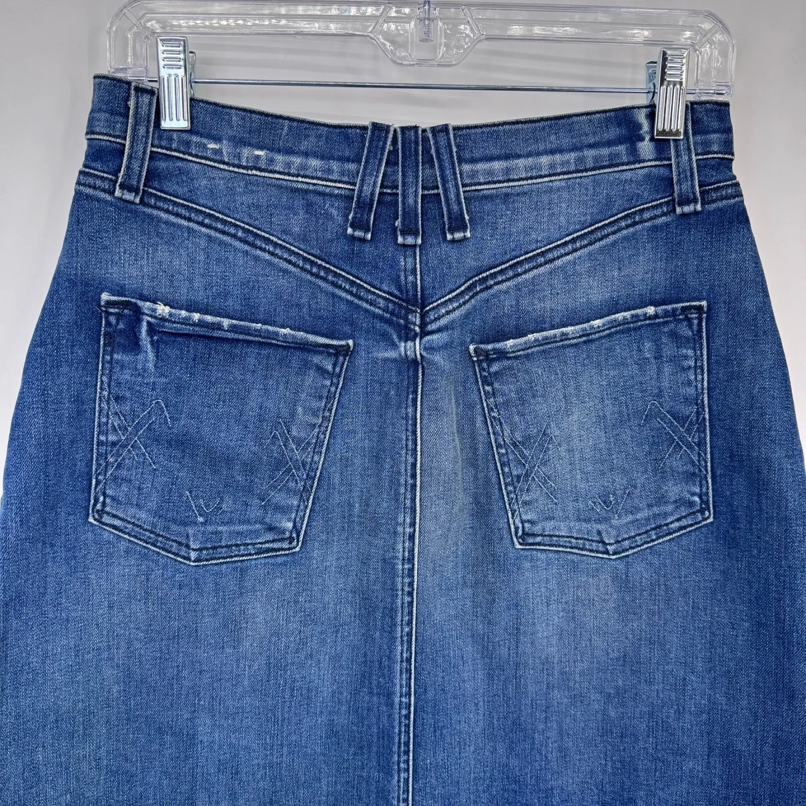 mcguire denim Blue Jean Button Front Skirt Womens 28 Denim Distressed Pockets - Image 7