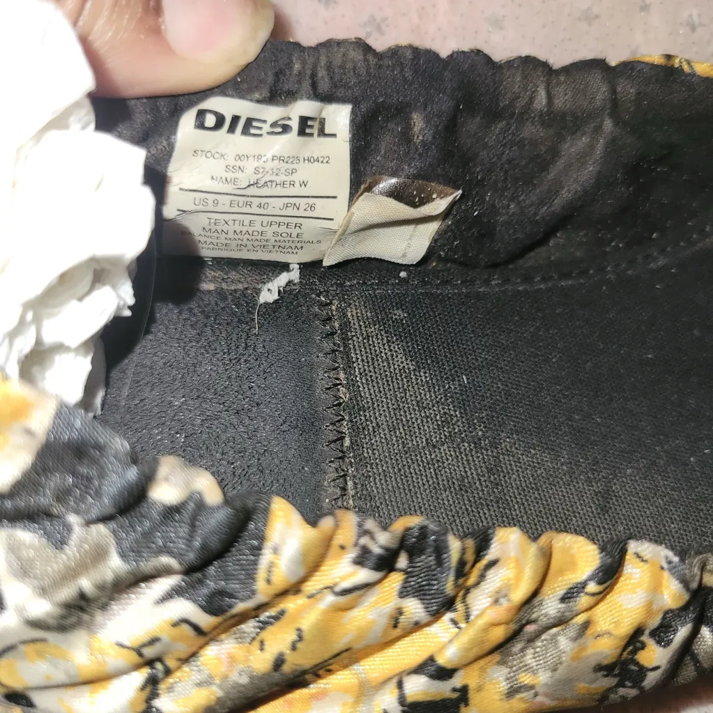 Diesel Black and Yellow Flats with Decorative Straps - Image 4