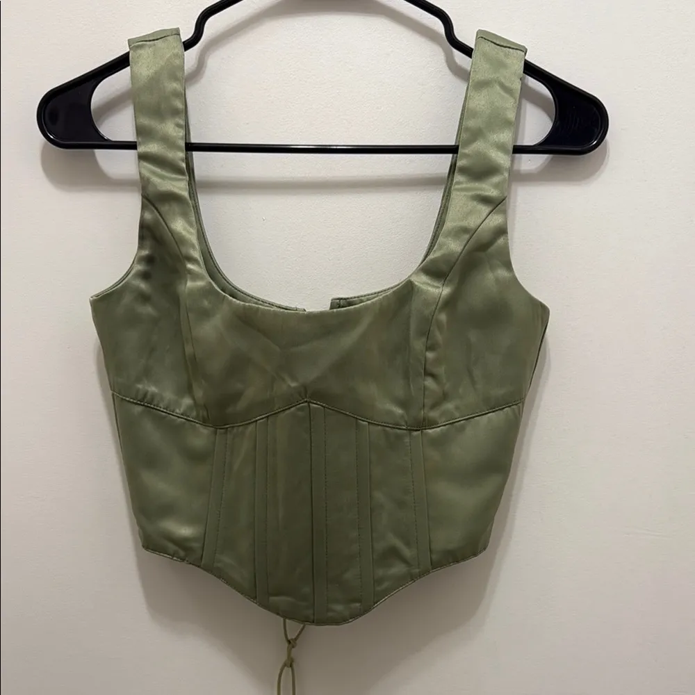 Guizio green satin corset top - Image 2