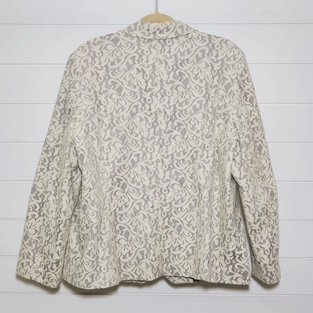 Appleseed’s Blazer Lace Overlay Lined Cream‎ Gray Lining Size 18 White - Image 5