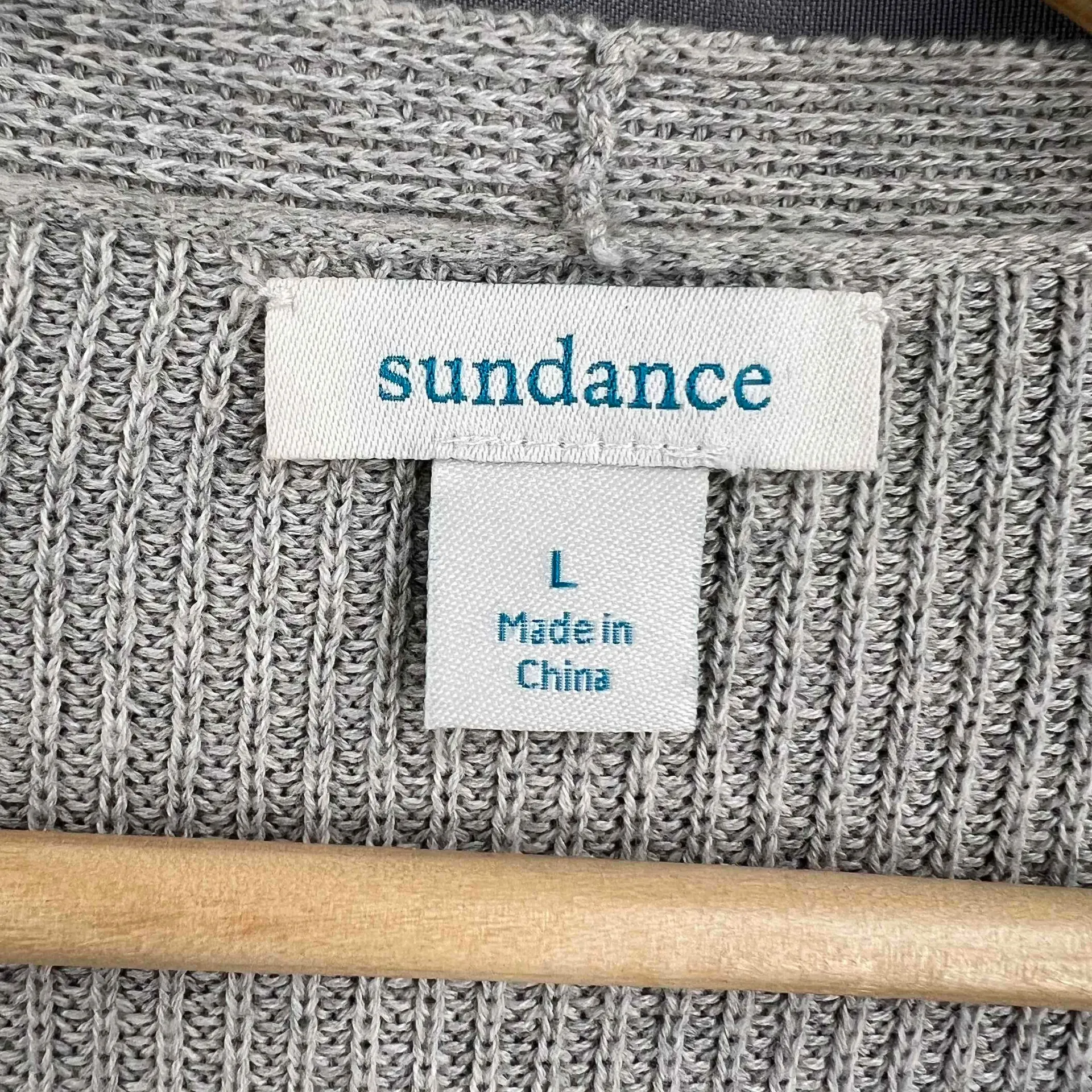 Sundance Sweater Gray Rib Knit Open Front Cardigan Womens Size Large - Image 6