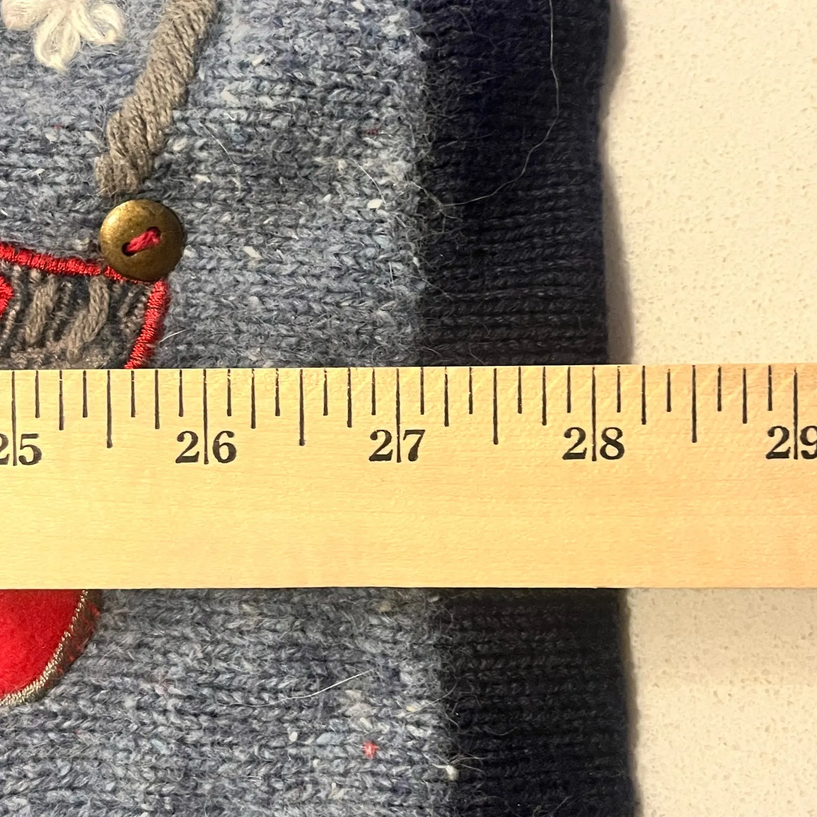 Victoria Jones 3X Christmas Sweater‎ Blue Snowmen Ice Skates Embroidered Plaid - Image 9