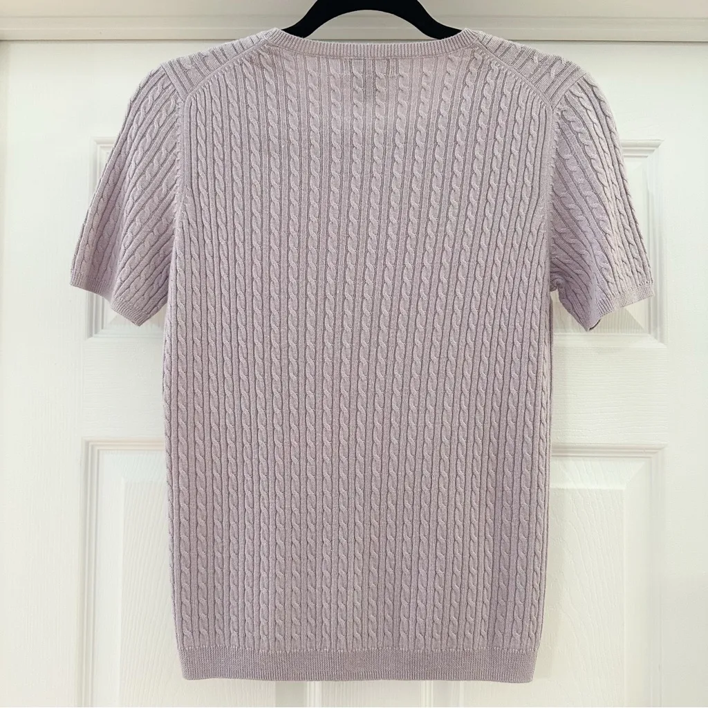 Brooks Brothers 346 Silk Cashmere Short Sleeve Cable Knit Sweater Top sz Small - Image 4