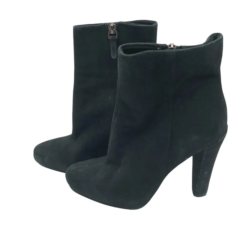 Theory Womens Ankle Boots Heel Suede Zipper Black 37.5 US 7.5 - Image 3