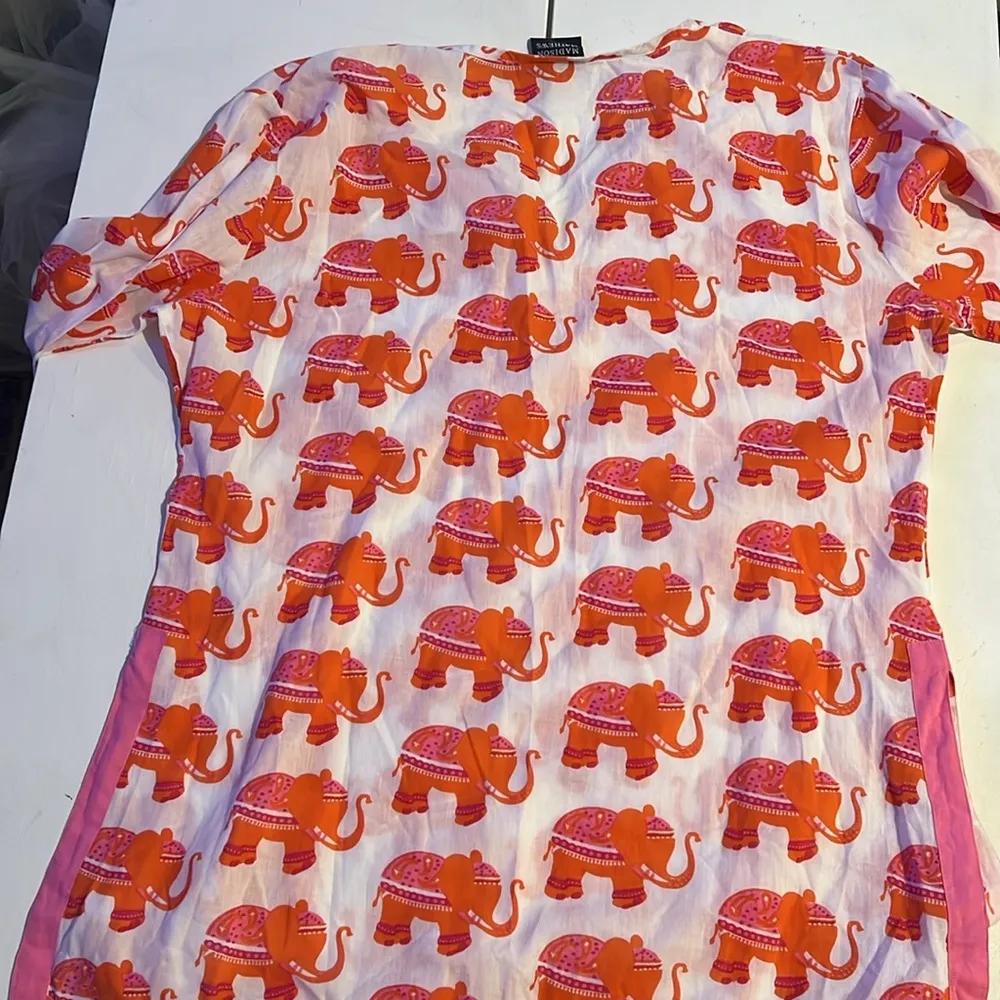 Madison Mathews Orange and Pink Elephant Novelty Top 100% cotton Size M - Image 10