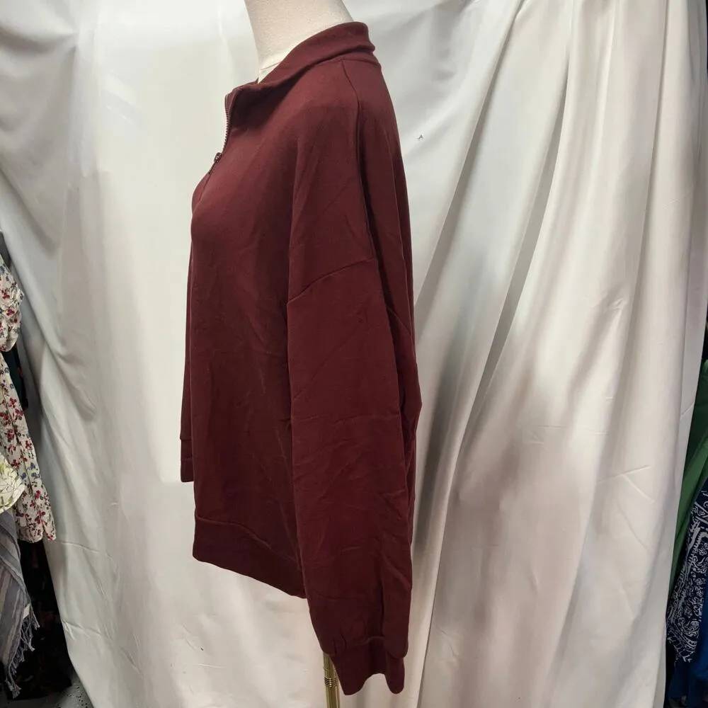 Lou & Grey Signaturesoft Plush Quarter Zip Pullover Sweatshirt Women XL Burgundy - Image 5