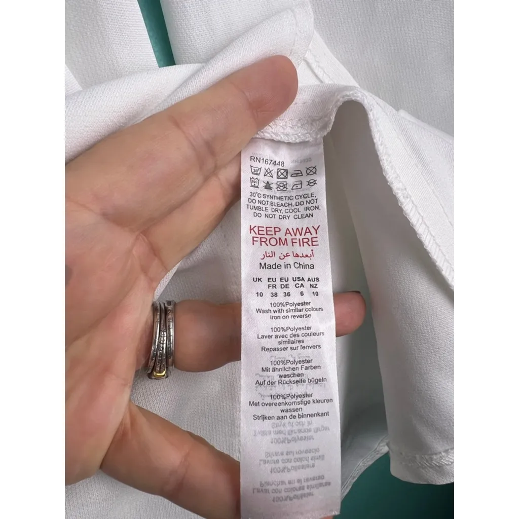 PrettyLittleThing White Long Sleeve Cut-Out Shirt Dress – Size 6 (US) - Image 3