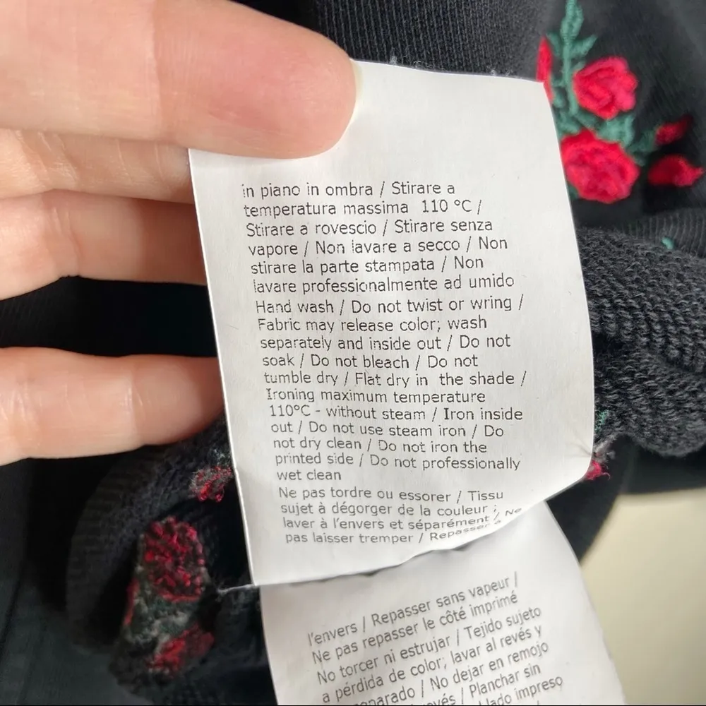 Philosophy di Lorenzo Serafini Cropped Red Rose Hoodie Black Size L - Image 14