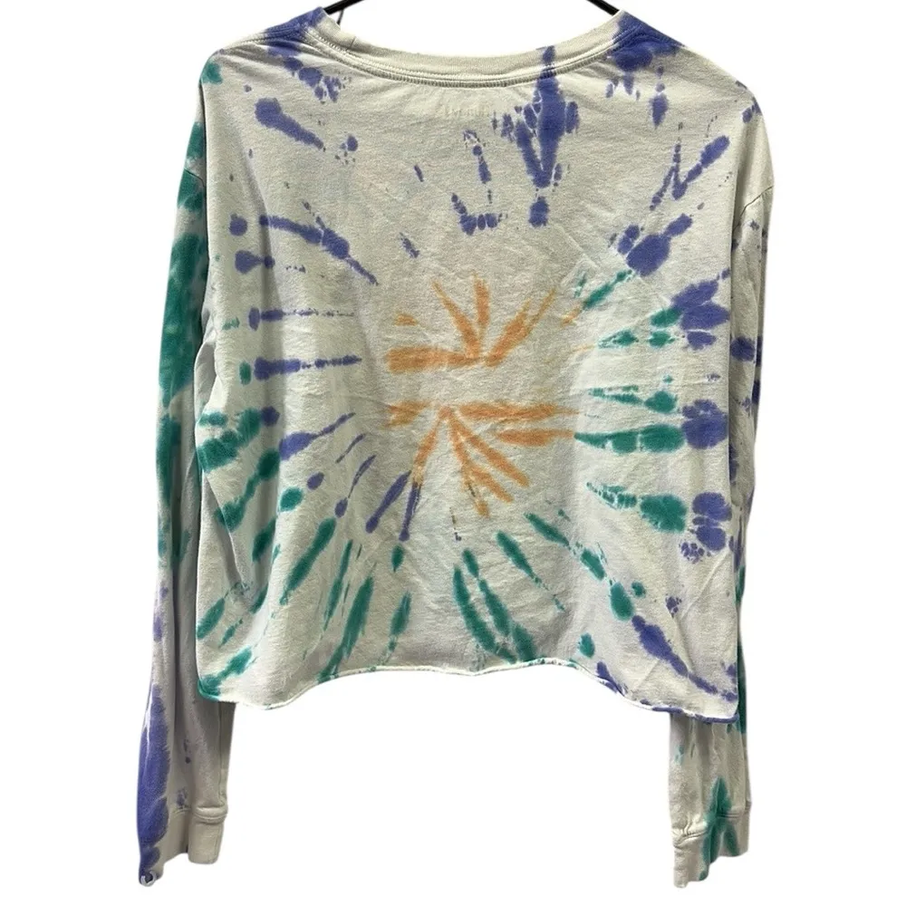Hurley Cotton Papillon Butterfly Cropped Tie Dye Long Sleeve Tee Shirt Womens XL - Image 6