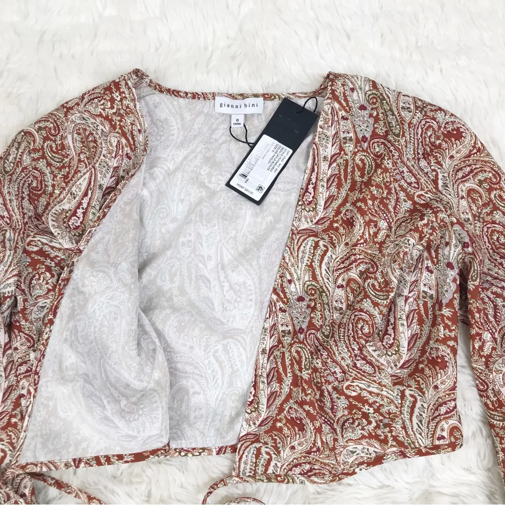 GIANNI BINI Brown Paisley Two Piece Midi Dress Set Boho Hippie 70s Size 0‎ New - Image 9