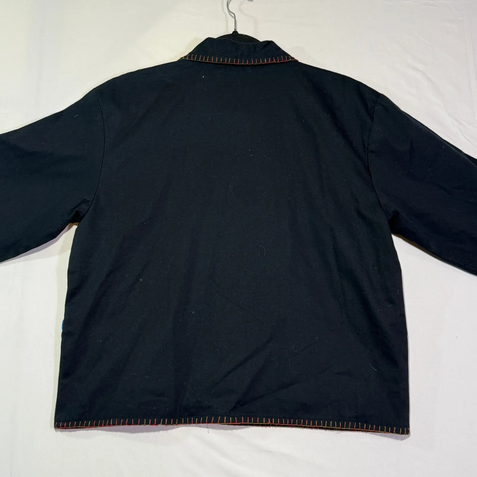 Vintage‎ New Directions Christmas Tree Embroidered Button Down Holiday Jacket Black - Image 8