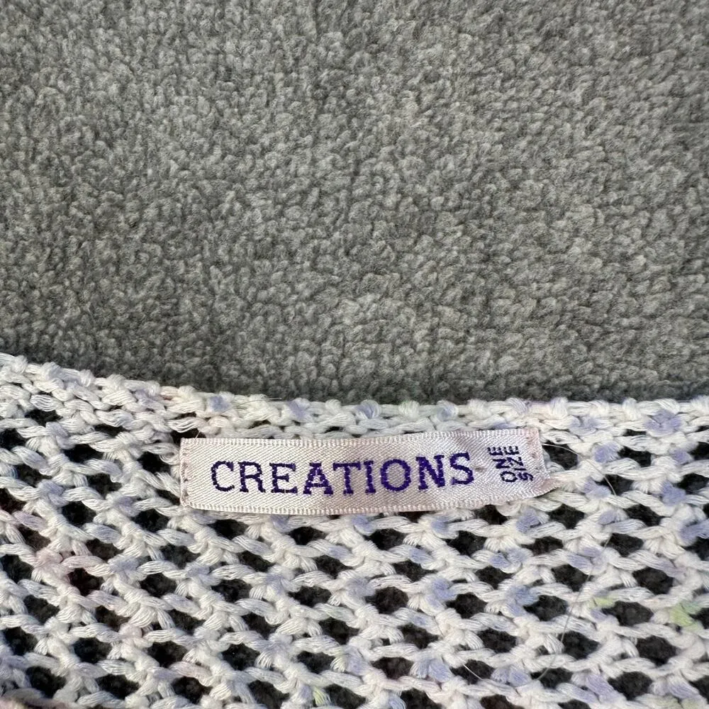 Creations Pastel Crochet Tunic Swim Cover Up Women's One Size Gauzy Tie Dye Y2k Purple - Image 3