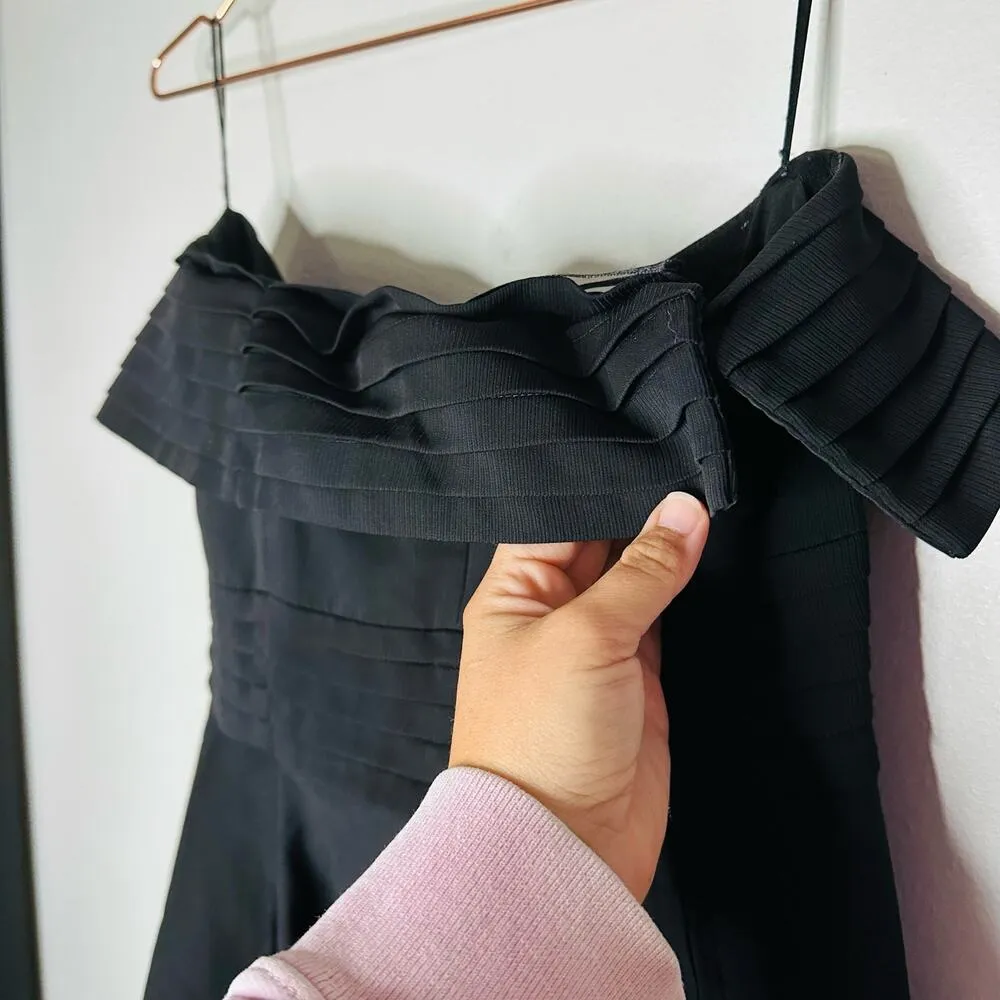 C/MEO COLLECTIVE Black Strapless Ribbed Side Slit Midi Dress Size Large - Image 11