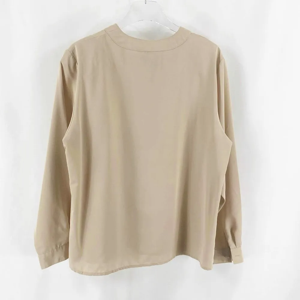 ATTITUDES 90s Y2K Vintage Nude Round Neck Button Down Shirt Size 14 - Image 7