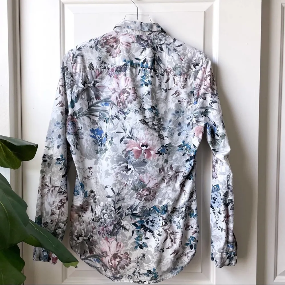 River Island Floral Button Down Collared Shirt Slim Fit Medium - Image 9