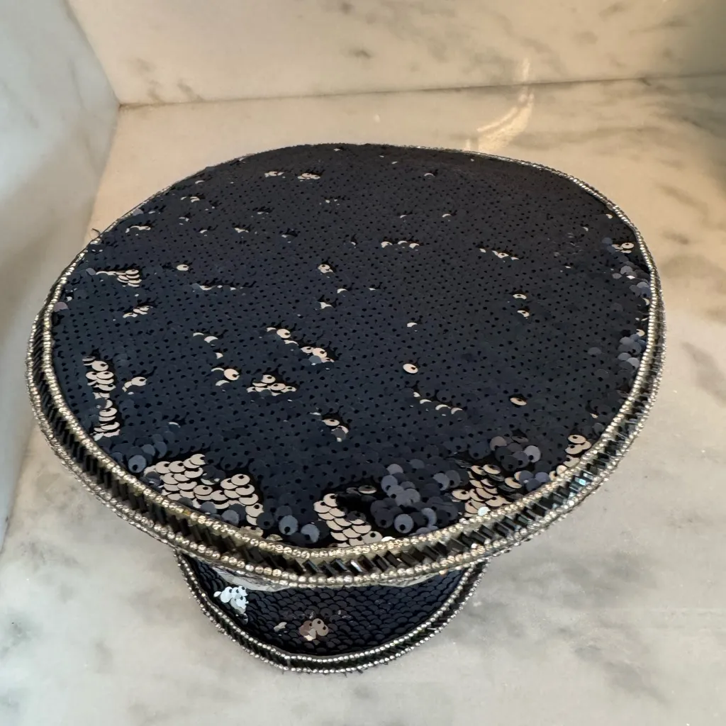 Sequined captains hat Silver - Image 3